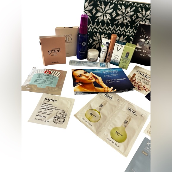 Ulta Beauty Makeup Snowflake Sweater Knit Bag w Sealed Items Extra Facial Masks - Picture 3 of 10